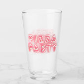 Pizza Party Neon Effect Pink Text Glas (Vorderseite)