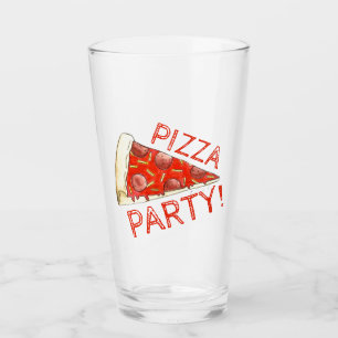 Pizza Party New York Pepperoni Käse Slice Pie Glas