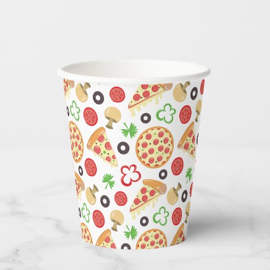 Pizza Party Niedlich Pizza Pattern Kindergeburtsta Pappbecher (Vorderseite)
