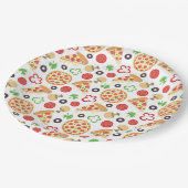 Pizza Party Niedlich Pizza Pattern Kindergeburtsta Pappteller (Schrägansicht)
