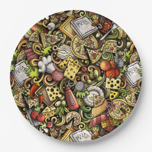 Pizza Party Paper Plate Pappteller (Vorderseite)