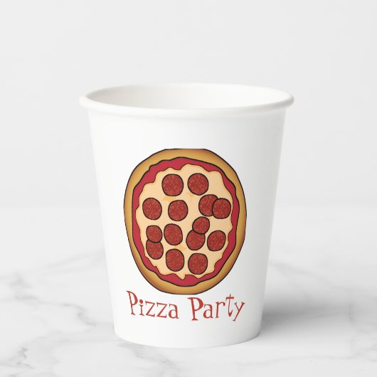 Pizza-Party Pappbecher (Vorderseite)