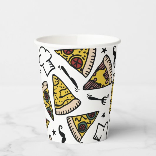 Pizza Party Pattern Pappbecher (Links)