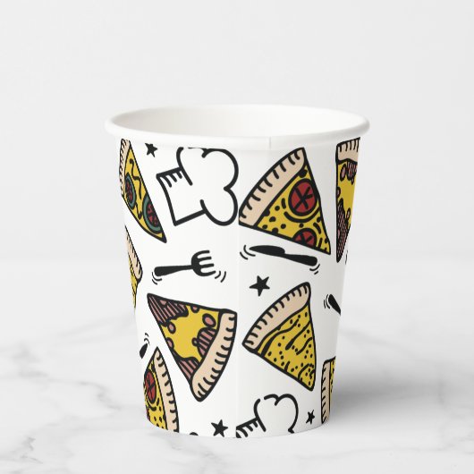 Pizza Party Pattern Pappbecher (Rechts)