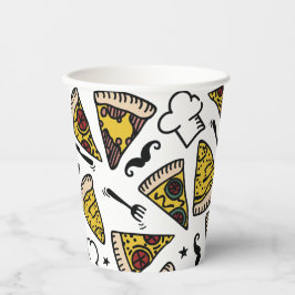 Pizza Party Pattern Pappbecher