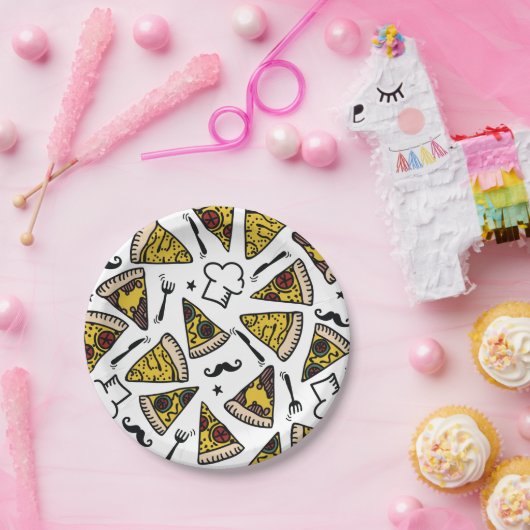 Pizza Party Pattern Plate Pappteller (Party)