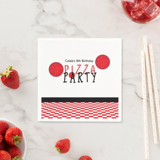 Pizza Party Pepperoni Custom Birthday Party Napkin Serviette (Beispiel)