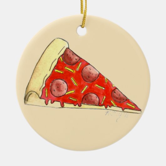 Pizza Party Pepperoni Käse New York Pizzeria Keramik Ornament (Vorne)