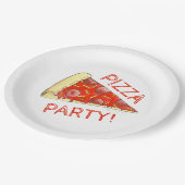 PIZZA-PARTY! Pepperoni Käse Pizza Slice Pizzeria Pappteller (Schrägansicht)