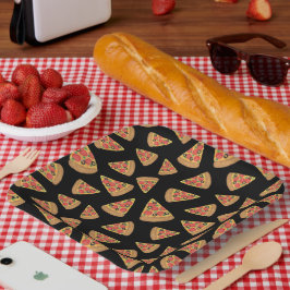 Pizza Party Pepperoni Novelty Black Pappteller
