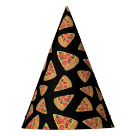 Pizza Party Pepperoni Novelty Black Partyhütchen