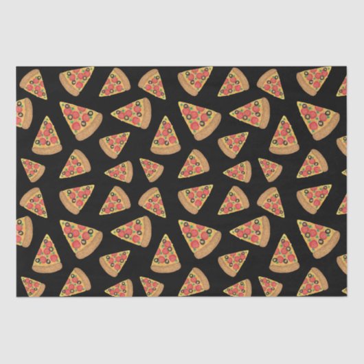 Pizza Party Pepperoni Novelty Black Seidenpapier (Vorderseite)