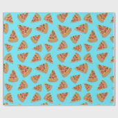 Pizza Party Pepperoni Novelty Blue Geschenkpapier (Flach)