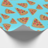 Pizza Party Pepperoni Novelty Blue Geschenkpapier (Ecke)