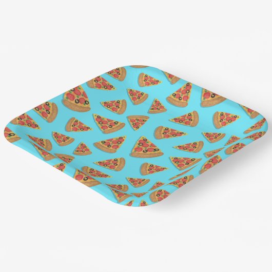 Pizza Party Pepperoni Novelty Blue Paper Teller (Gewinkelt)