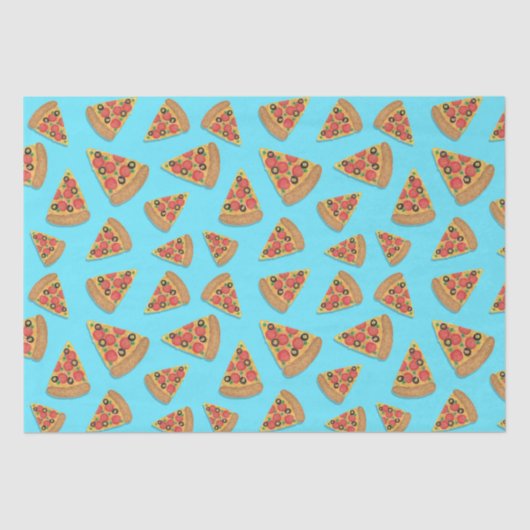 Pizza Party Pepperoni Novelty Blue Seidenpapier (Vorderseite)