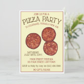 PIZZA PARTY Pepperoni Pie Slice Pizzeria Geburtsta Einladung (Stehend Vorderseite)