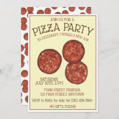 PIZZA PARTY Pepperoni Pie Slice Pizzeria Geburtsta Einladung (Vorne/Hinten)