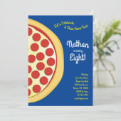 Pizza Party Pepperoni Pizza Einladung (Stehend Vorderseite)