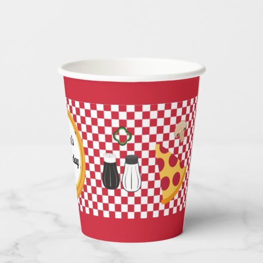 Pizza Party Personalisiert Pappbecher (Rückseite)
