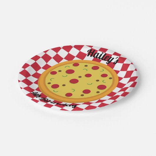 Pizza Party personalisierte Teller (Schrägansicht)