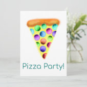 Pizza-Party (Rainbow) Einladung (Stehend Vorderseite)