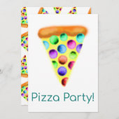 Pizza-Party (Rainbow) Einladung (Vorne/Hinten)
