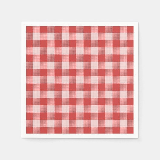 Pizza Party Red Gingham Kariert Paper Napkin Serviette (Vorderseite)