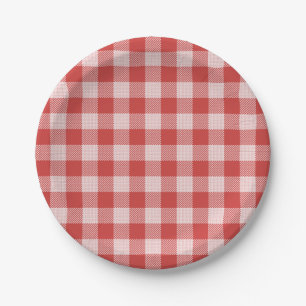 Pizza Party Red Gingham Kariert Paper Plate Pappteller