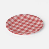 Pizza Party Red Gingham Kariert Paper Plate Pappteller (Schrägansicht)