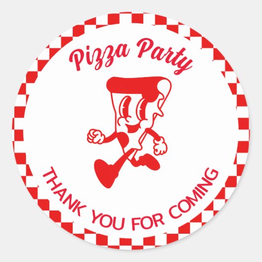 Pizza Party Round Sticker (Vorderseite)