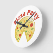 Pizza-Party Runde Wanduhr (Winkel)