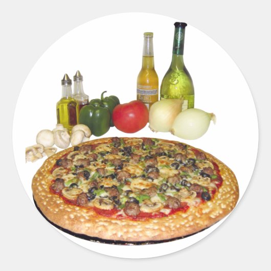 Pizza-Party Runder Aufkleber (Vorderseite)