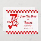 Pizza Party Save The Date Ankündigungspostkarte (Vorne/Hinten)