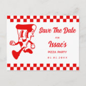 Pizza Party Save The Date Ankündigungspostkarte (Vorderseite)