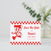 Pizza Party Save The Date Ankündigungspostkarte (Stehend Vorderseite)