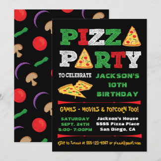 Pizza Party Slice Geburtstagsparty Einladung