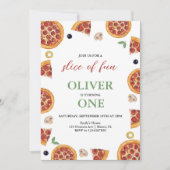 Pizza Party, Slice of Fun ONE Pizza Party Geburtst Einladung (Vorderseite)