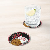 Pizza-Party, Stil-Set 2-Schwarz-Untersetzer Runder Pappuntersetzer (Vor Ort)