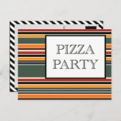Pizza Party Streifen Einladungspostkarte (Vorne/Hinten)