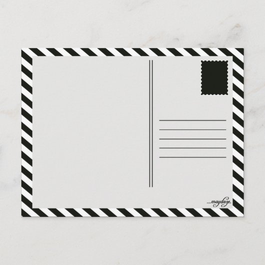 Pizza Party Streifen Einladungspostkarte (Rückseite)