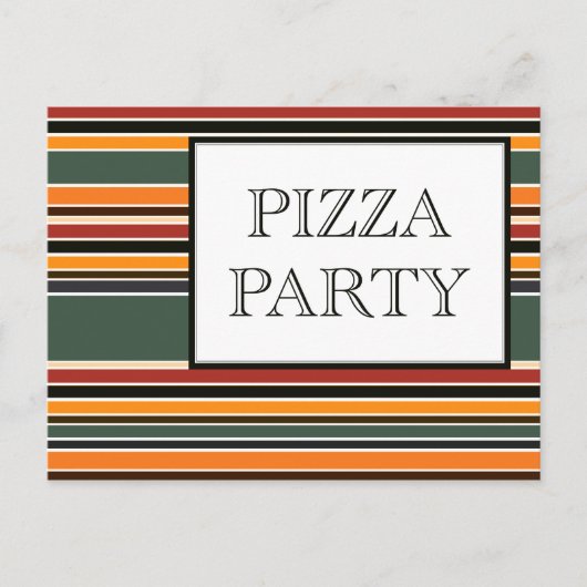 Pizza Party Streifen Einladungspostkarte (Vorderseite)
