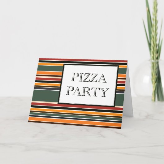 pizza party stripes einladung (Vorderseite)