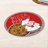 Pizza-Party, Style-1-Rot-Untersetzer-Set Runder Pappuntersetzer (Angewinkelt)