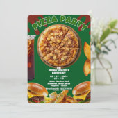 Pizza Party Themed Invitation Einladung (Stehend Vorderseite)