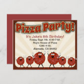 Pizza Party Time Einladung (Vorne/Hinten)