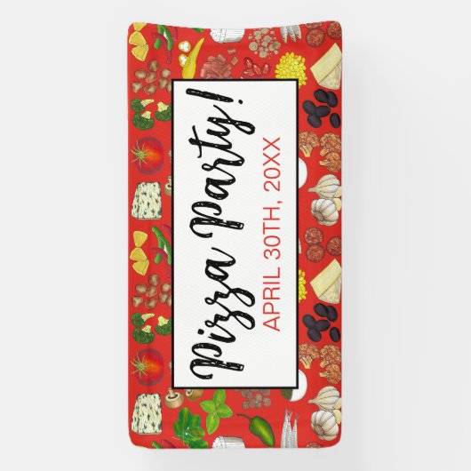 Pizza Party Toppings Italienische Pizzeria Pie Banner (Vertikal)