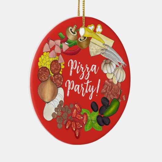 Pizza Party Toppings Italienische Pizzeria Pie Keramik Ornament (Rechts)