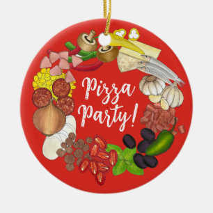 Pizza Party Toppings Italienische Pizzeria Pie Keramik Ornament
