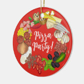Pizza Party Toppings Italienische Pizzeria Pie Keramik Ornament (Links)
